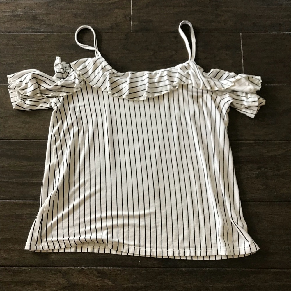 striped strappy off the shoulder top
